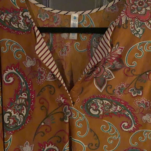 Tunic gold, black, green and red paisley and deco design - Picture 2 of 4